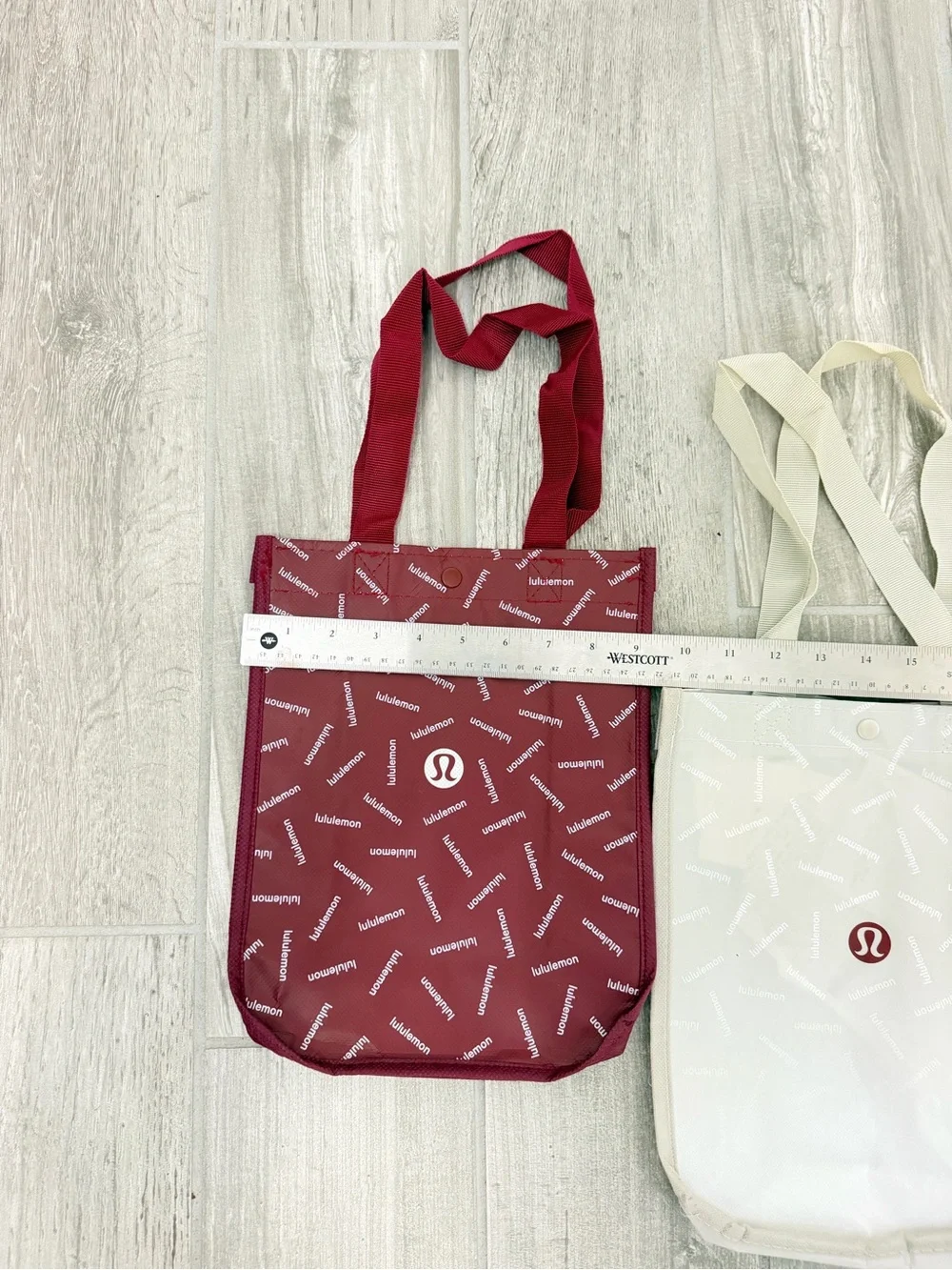 lululemon athletica Burgundy and Cream Logo Tote (3) Set